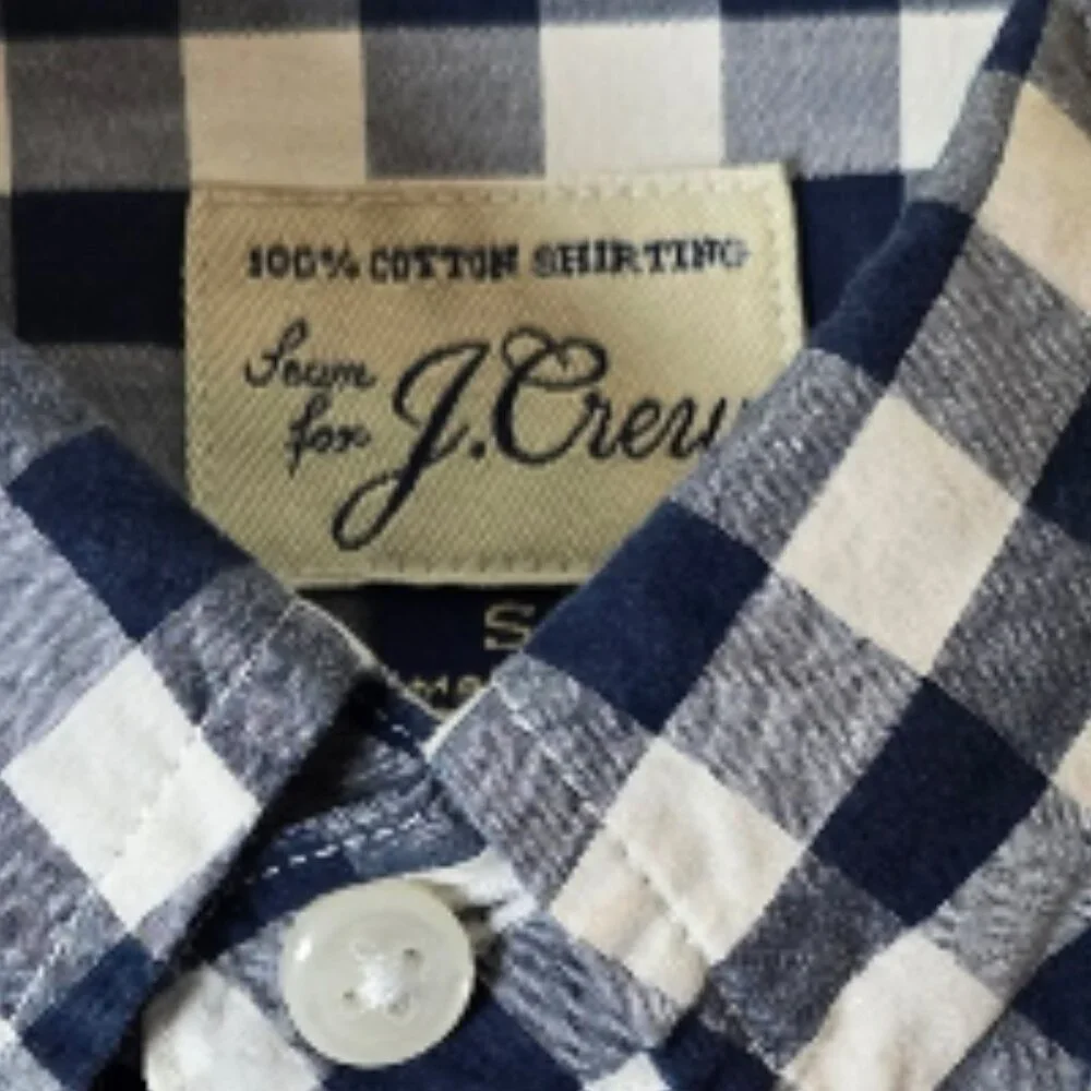 J.Crew Slim Fit Button Down Shirt Men’s Small Navy White Gingham Check Casual